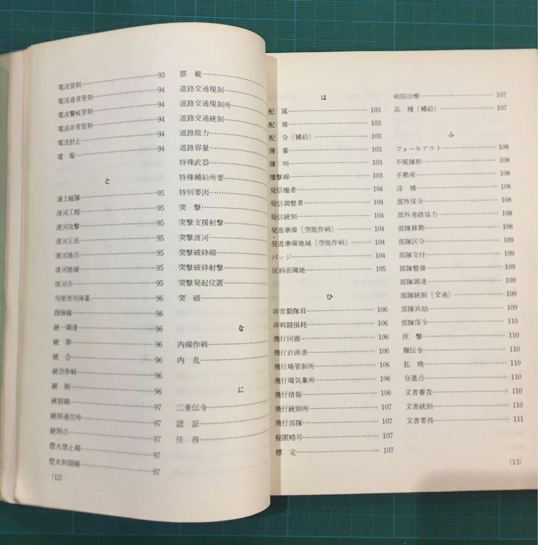 陸上幕僚監部　用語集　訓練資料　昭和43年11月　薄紙表紙カバー有り　自衛隊