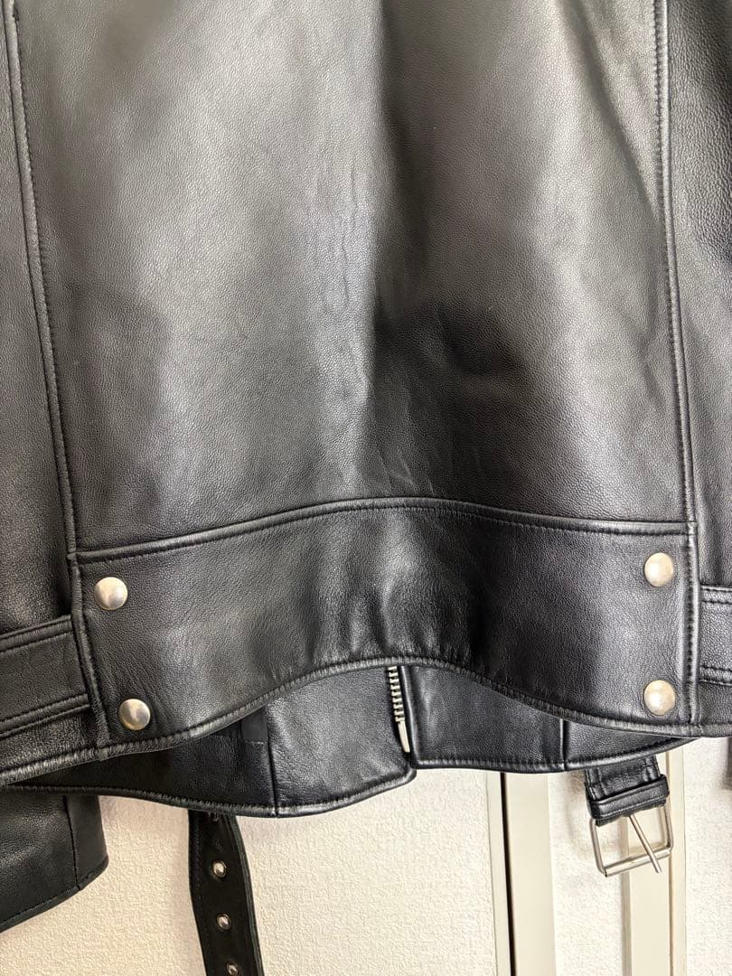 【極美品】韓国製　ダブルライダース 本革 ブラック M相当