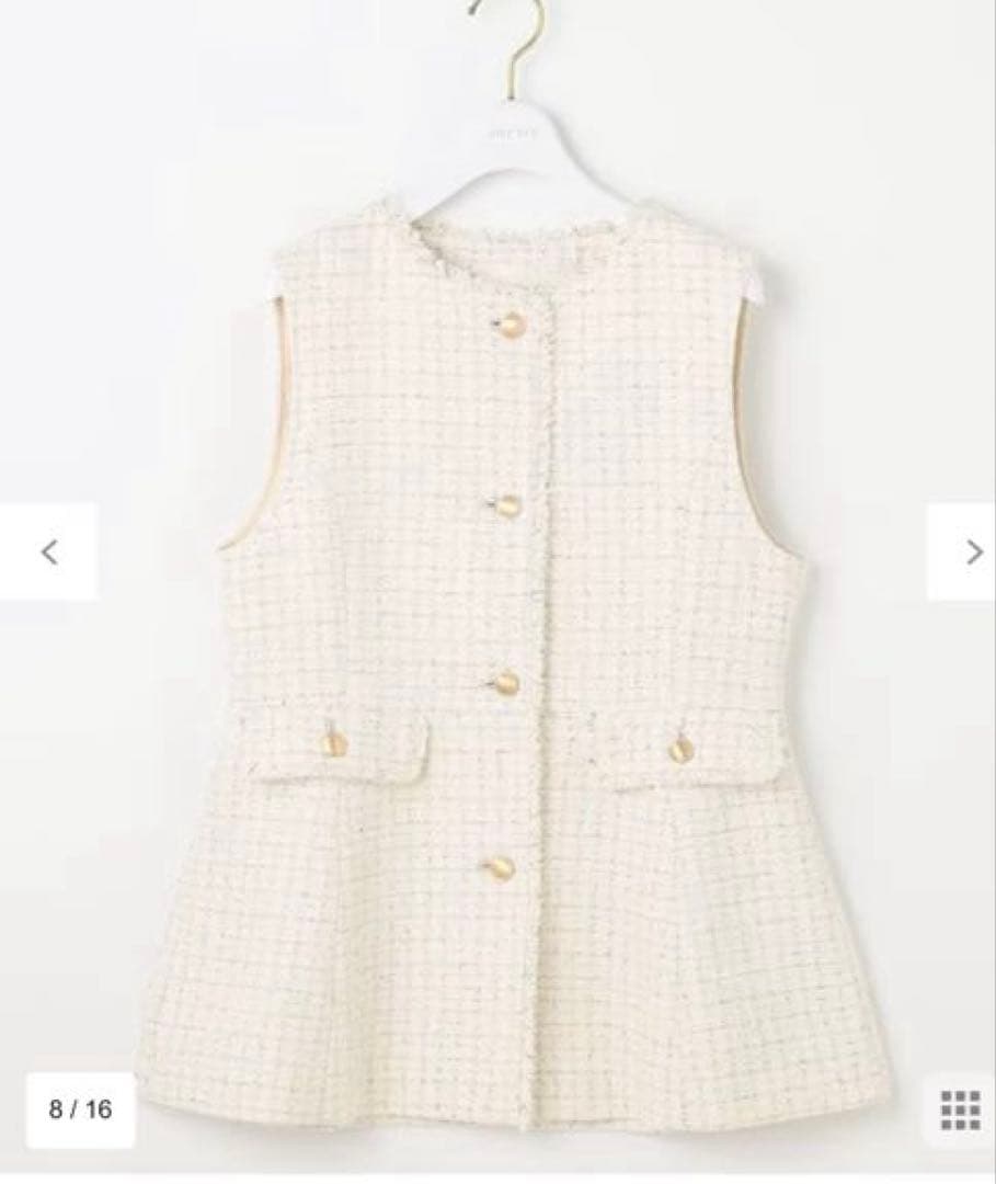 【タグ付き】ツイード　ペプラム ジレ　エニィスィスany SiS ホワイト　M