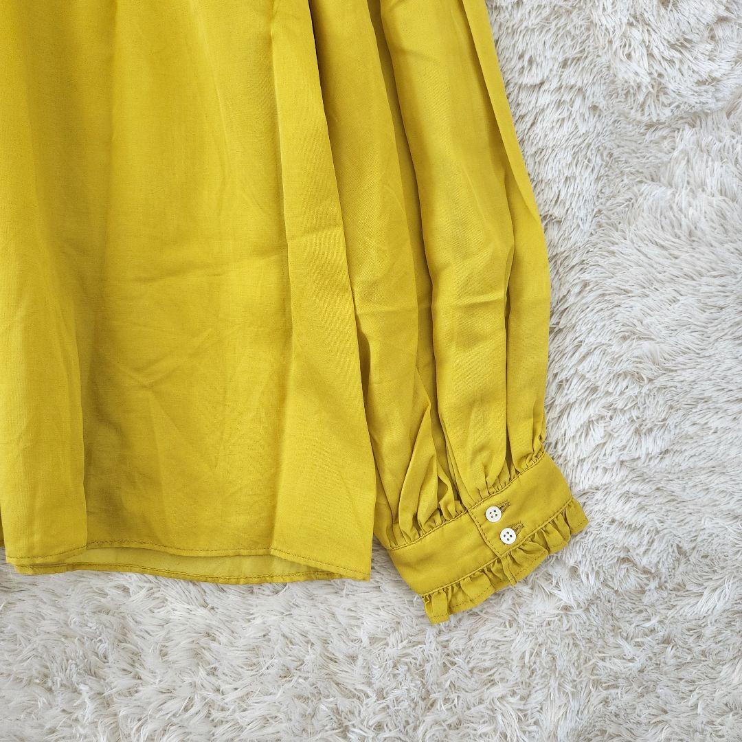 極美品✨ ボールジィ コットンシルクサテン フリルブラウス　イエロー　36