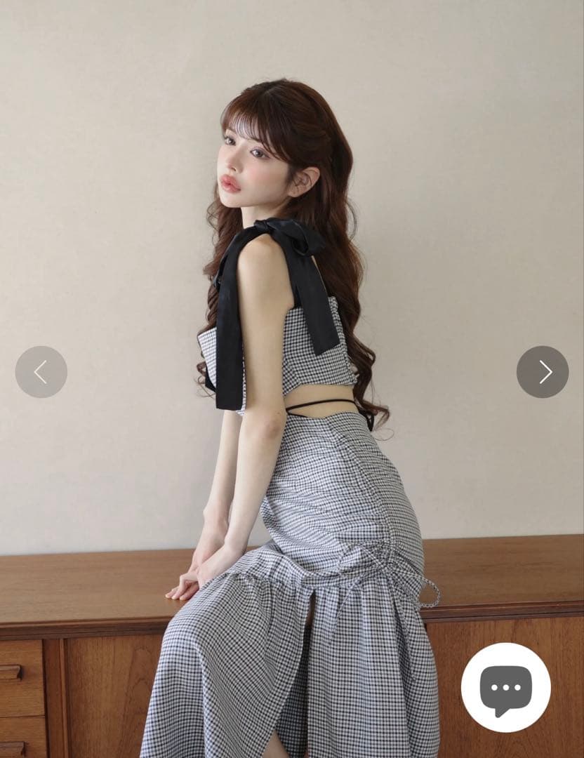 Randy バックオープンハウンドチェックワンピース