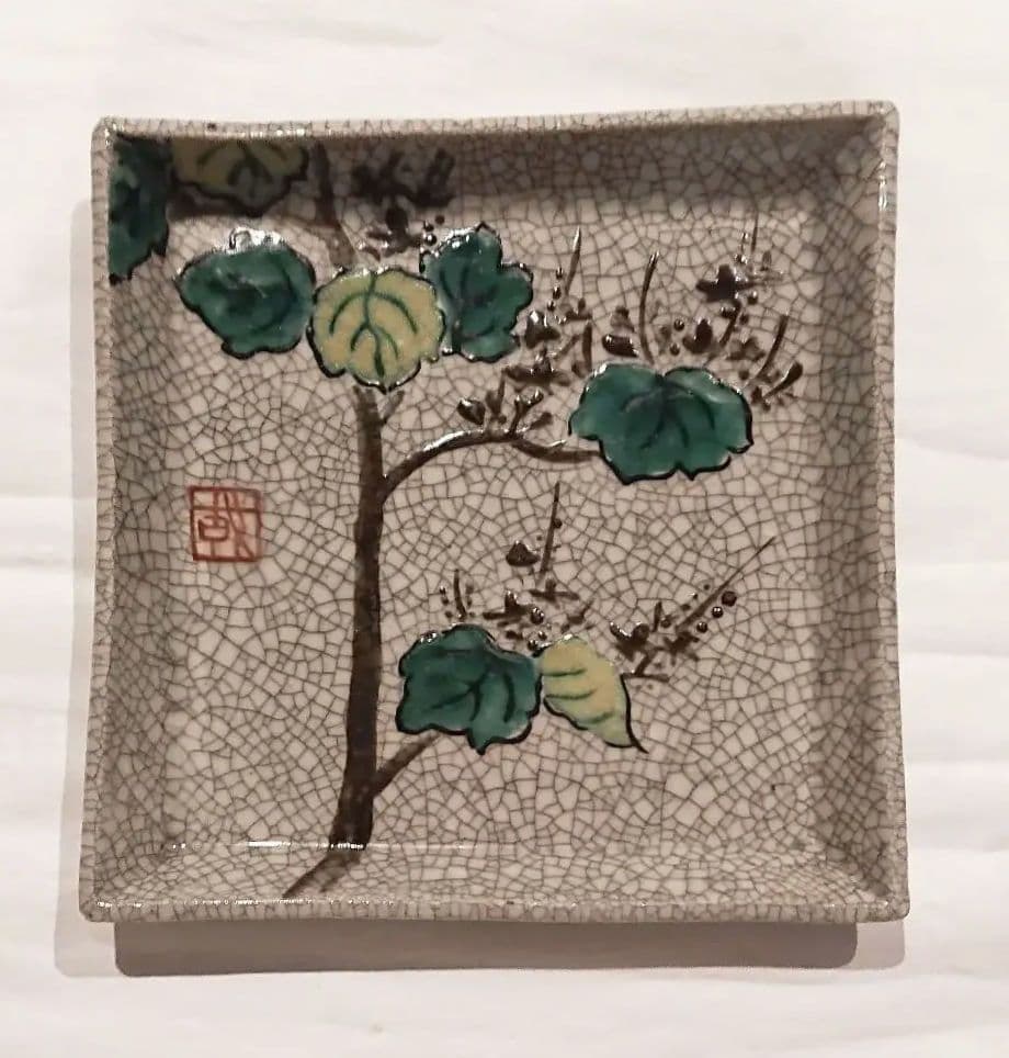 角皿 草花手描き 5客揃 専用箱