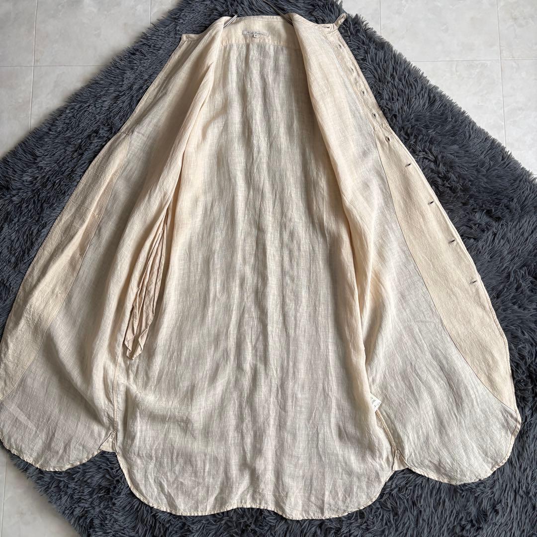 Vlas Blomme リネン100 バンドカラーワンピースF生成りロング日本製