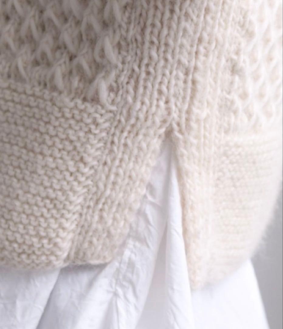 yuni ユニ ハンドニット ショートベスト ネパール アランニット アイボリー