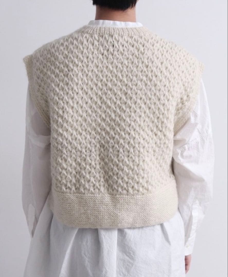 yuni ユニ ハンドニット ショートベスト ネパール アランニット アイボリー