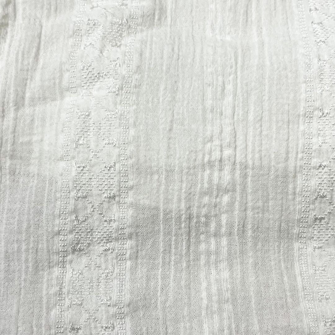 ヌキテパ 花 刺繍 ロングワンピース フラワー 白 ホワイト ゆったり