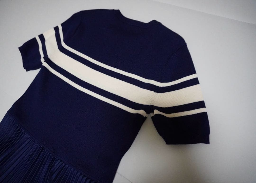 2/28まで掲載【Ralph Lauren】プリーツ切替ワンピース ネイビー