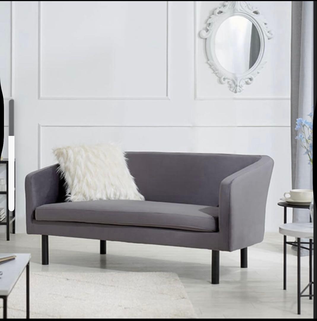 【極美品✨】LOWYA ベルベッド調ソファ グレー