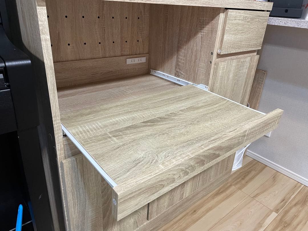 LOWYA 食器棚 レンジボード 幅90 ＆家具転倒防止突っ張り棒