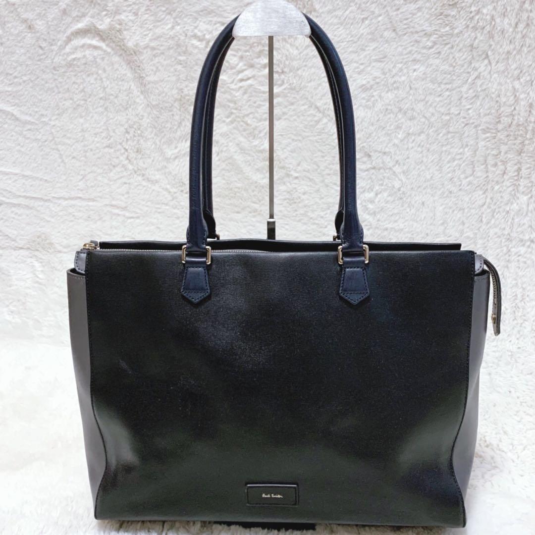 美品 ポールスミス トートバッグ 大容量 ブラック 肩掛け A4可 PVCレザー