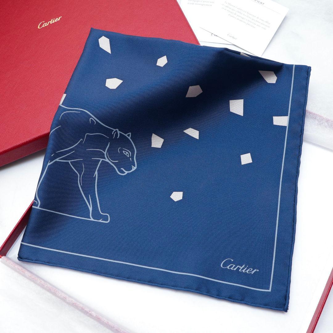新品 カルティエ Cartier ブルー ハンカチ ポケットチーフ