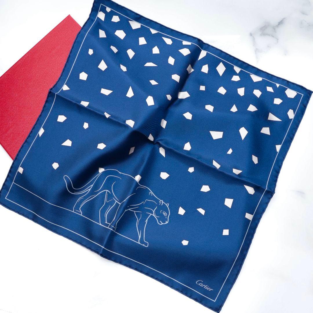 新品 カルティエ Cartier ブルー ハンカチ ポケットチーフ