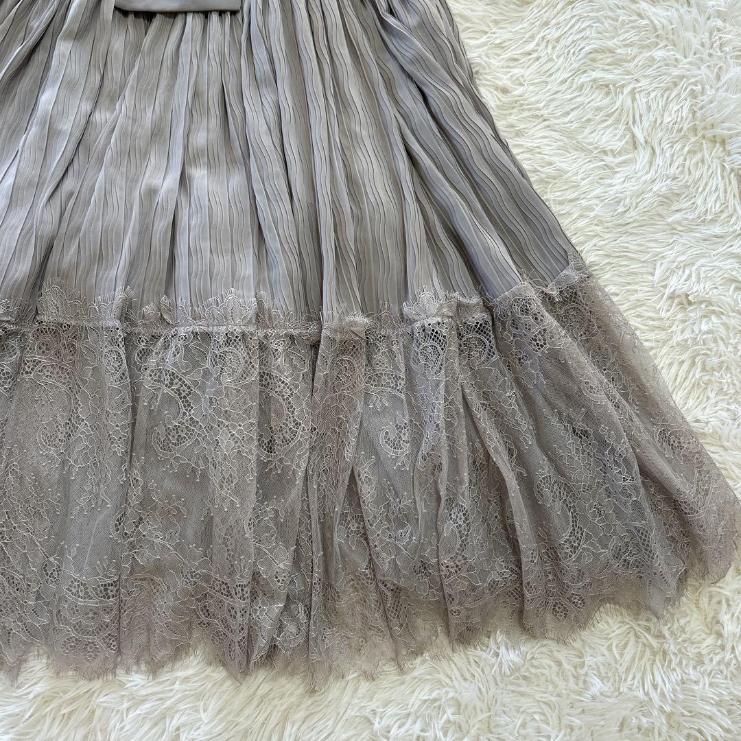 美品 ラベルエチュード レース切替ドレスワンピース マキシ丈 レース F