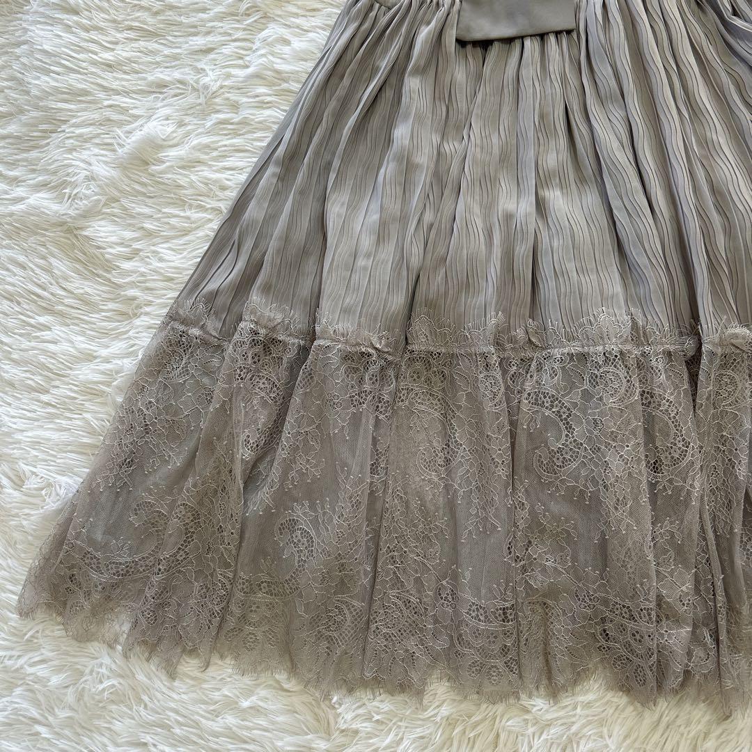 美品 ラベルエチュード レース切替ドレスワンピース マキシ丈 レース F