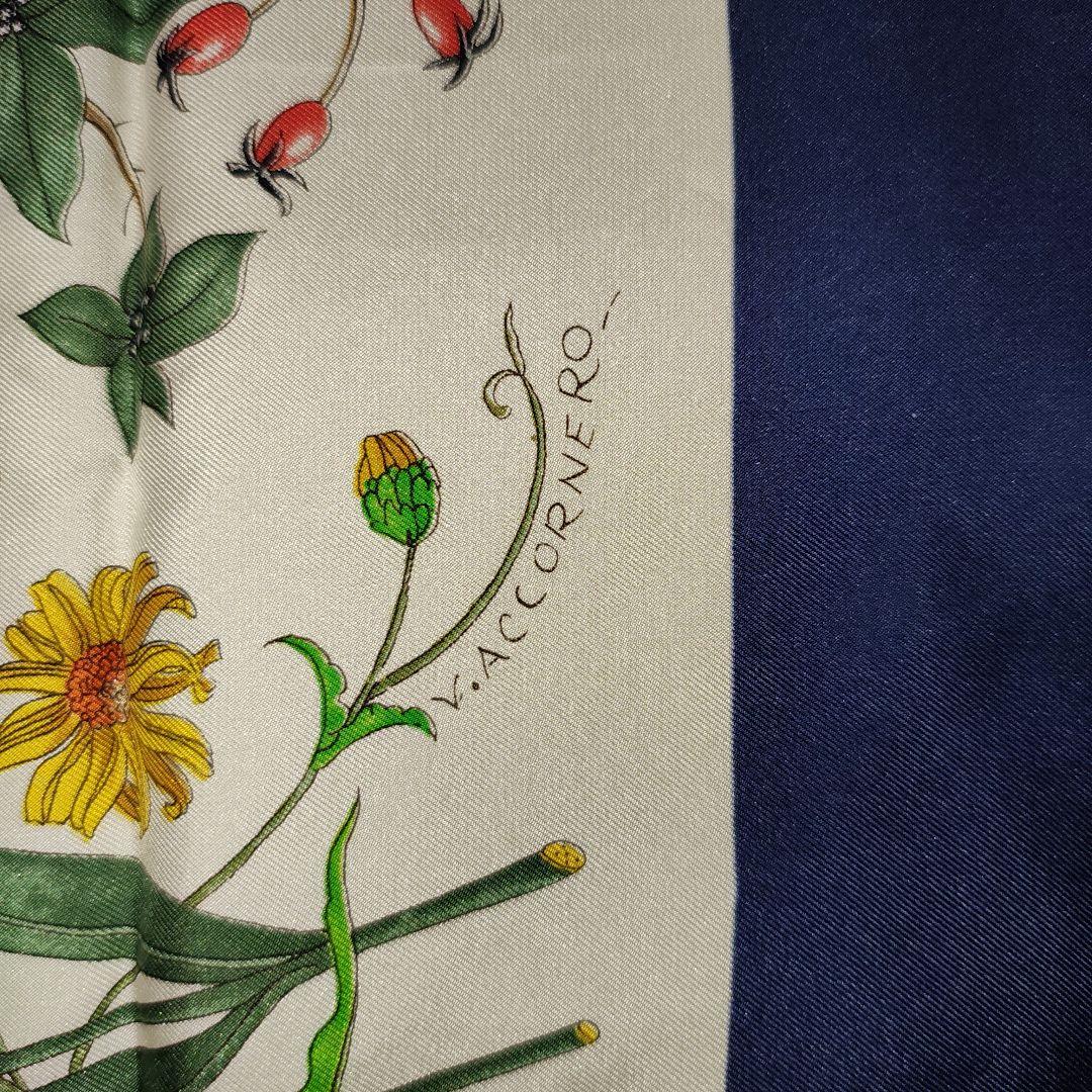 GUCCI グッチ ヴィンテージ シルク スカーフ フローラ 花 昆虫 蜻蛉 蝶