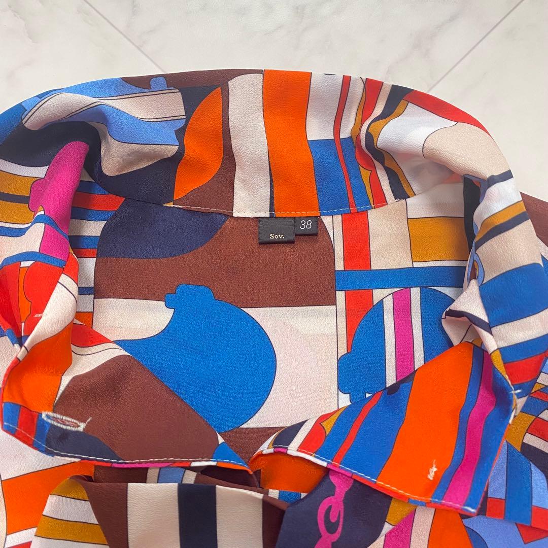 美品✨Sov. ダブルスタンダードクロージング　ボウタイブラウス　レトロ柄