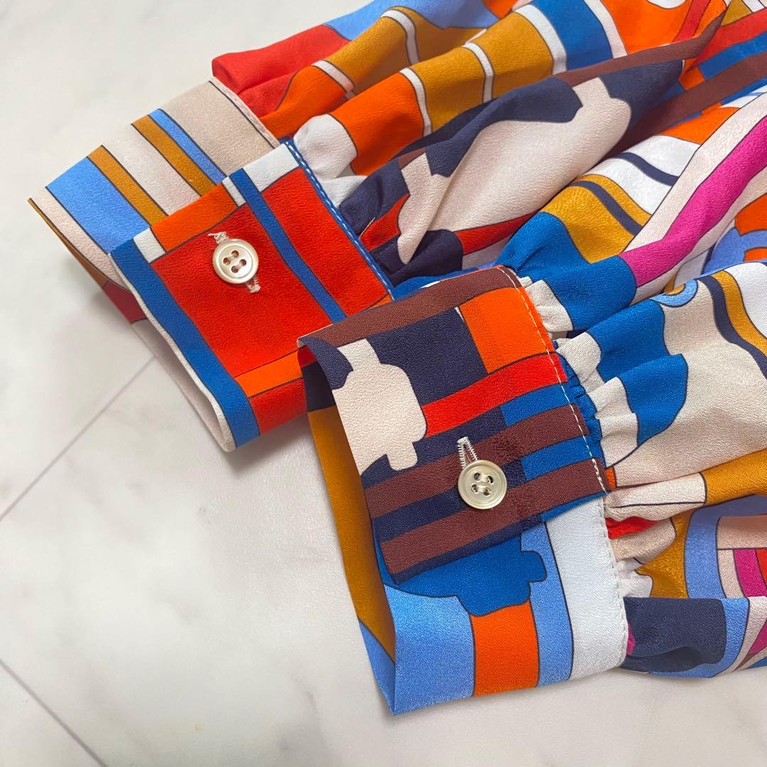 美品✨Sov. ダブルスタンダードクロージング　ボウタイブラウス　レトロ柄