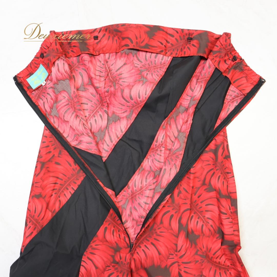 【日本製 フラダンス衣装】レッド Aqua Moana ワンピース ドレス 赤