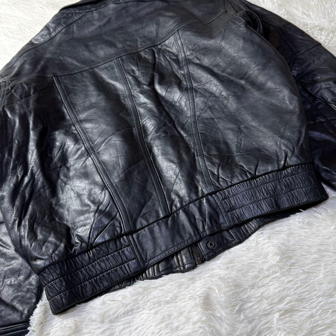 【90s】A-2 ブラックレザー フライトジャケット M 超短丈 牛革