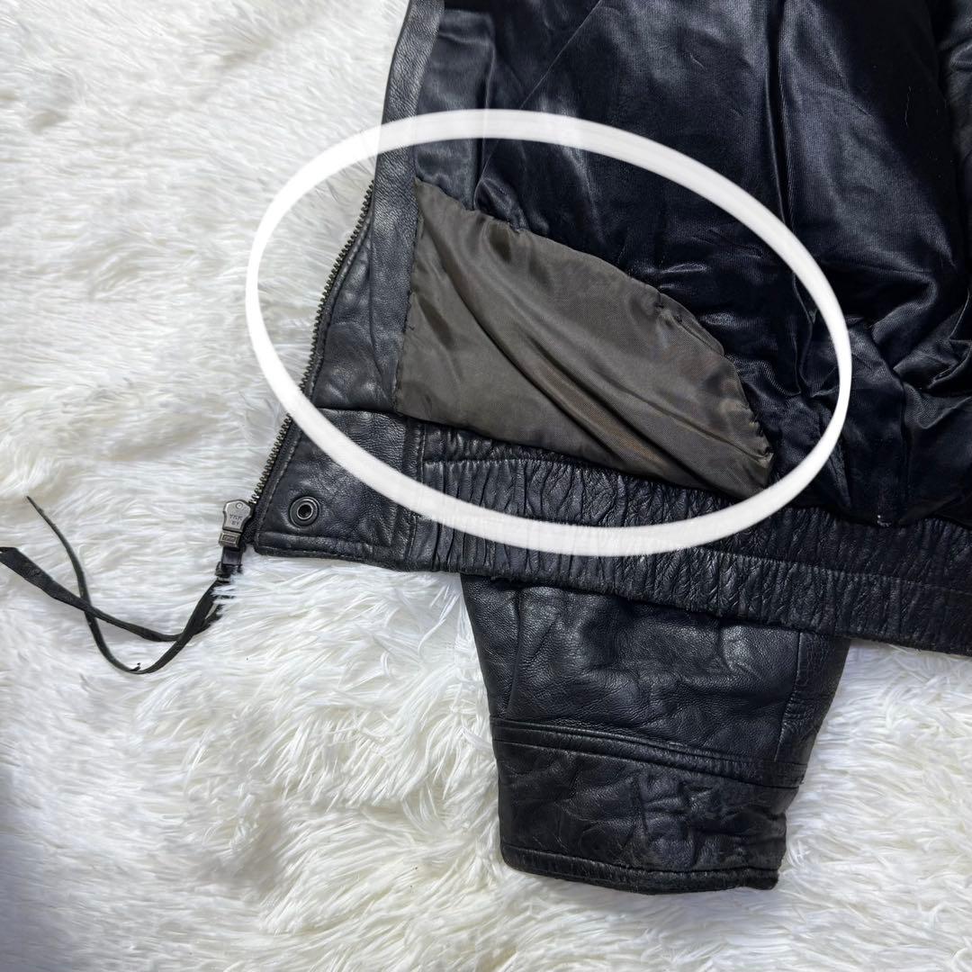 【90s】A-2 ブラックレザー フライトジャケット M 超短丈 牛革