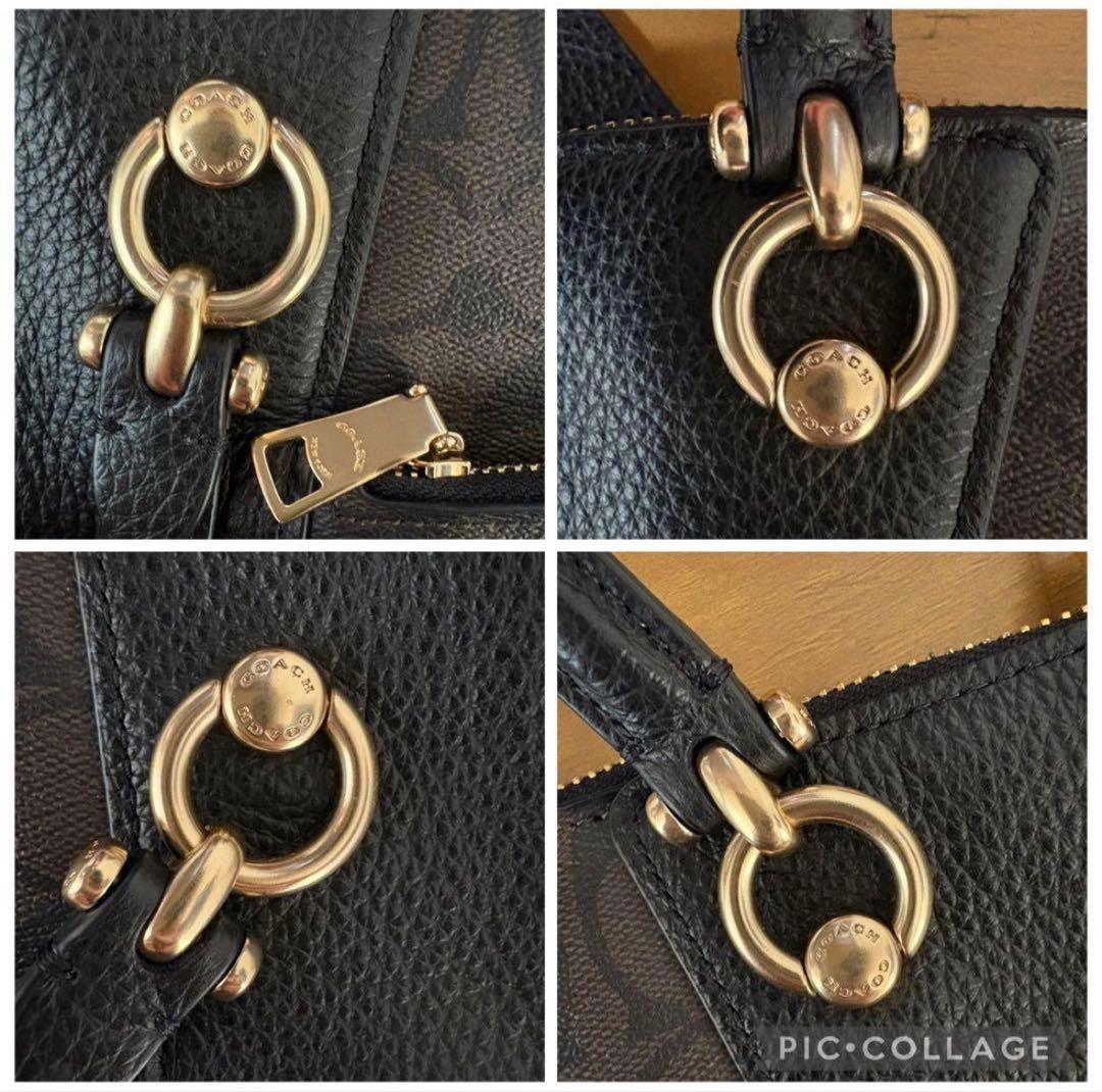 Coach レザー トートバッグ 黒/ブラウン