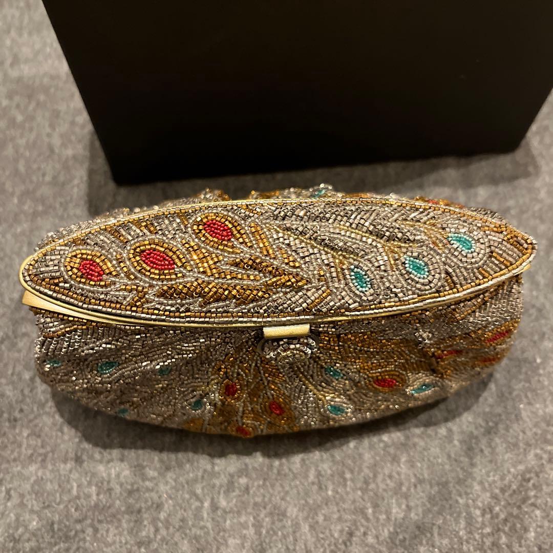 ビーズ刺繍 クラッチバッグ　はしもと