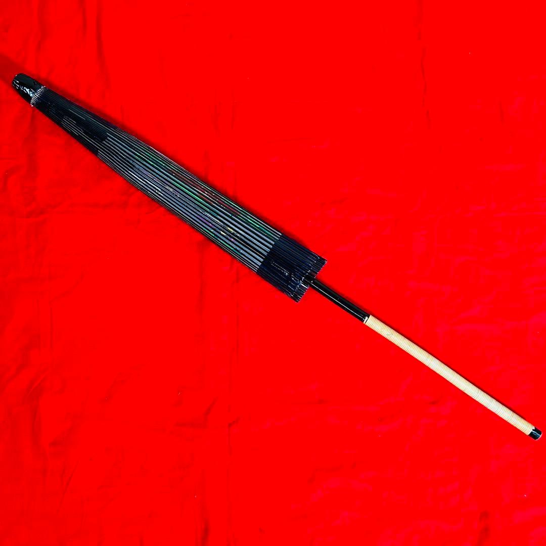 蛇の目傘　絹張り　手書き　大判　黒　和傘　傘　舞踊　大衆演劇