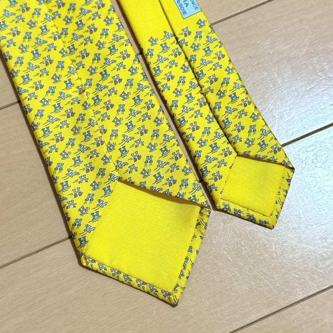 【美品】HERMES イエロー ネクタイ
