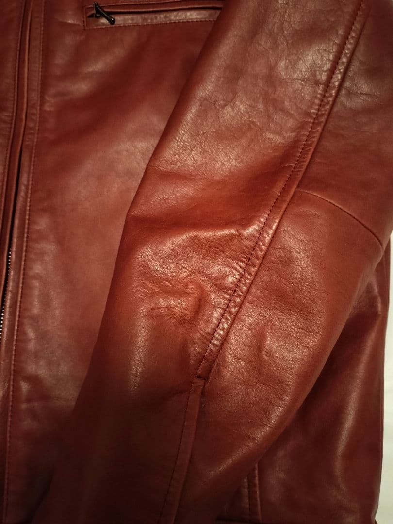牛革　シングルライダース 　ジャケット 　レッド　中古