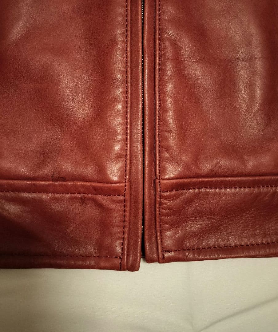 牛革　シングルライダース 　ジャケット 　レッド　中古