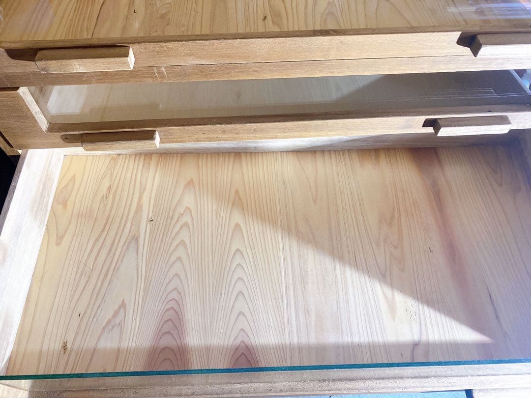 ✨希少✨古家具　木製4段前面ガラス引き出しチェスト