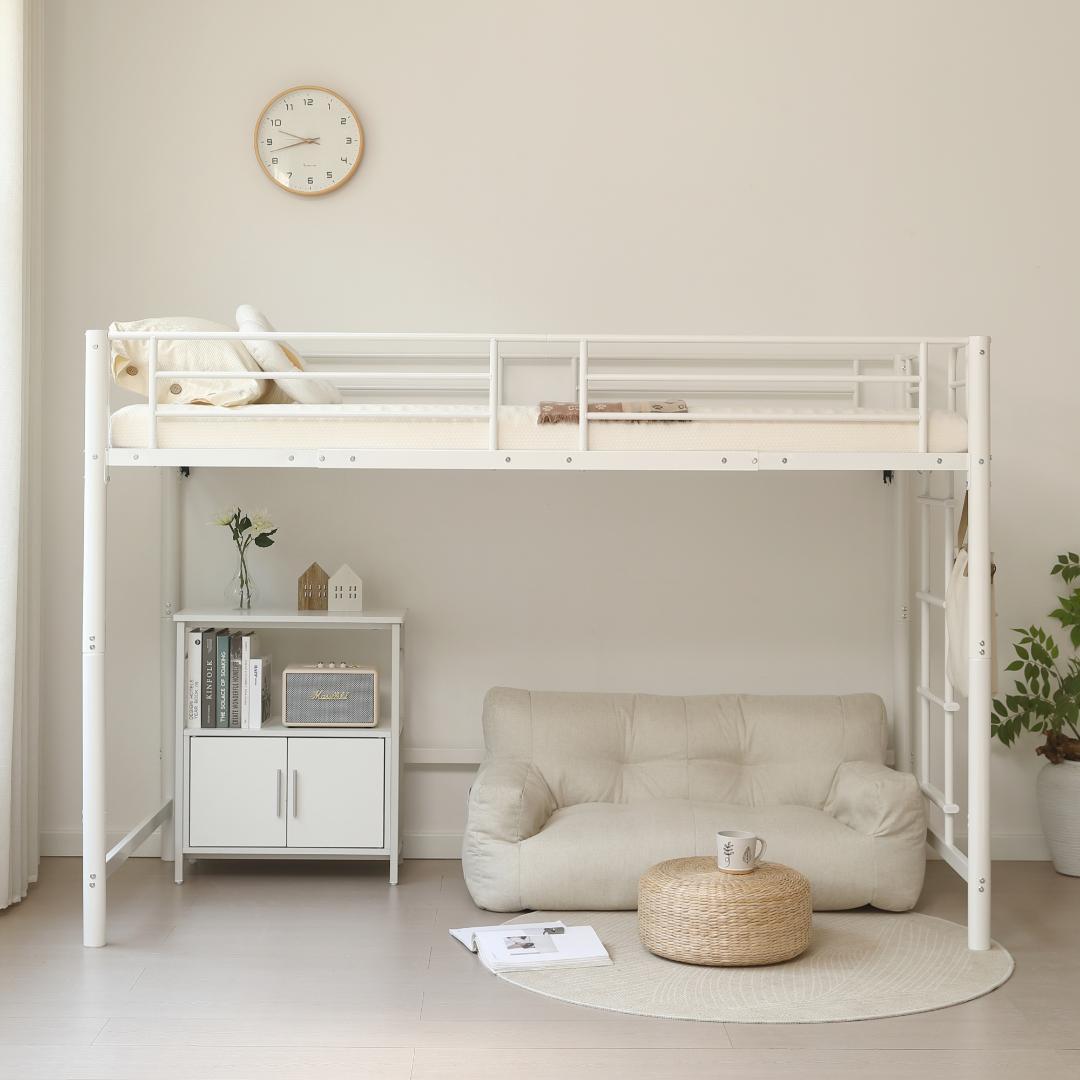 限定価格！ロフトベッド【S・シングル】 高さ140cmロータイプ WHITE