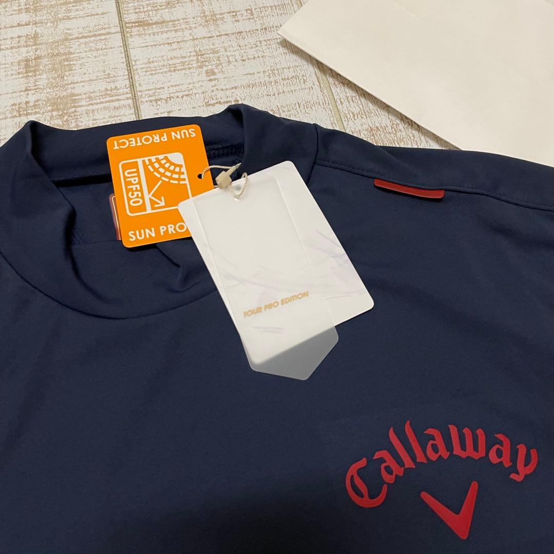 新品 キャロウェイ レッド 半袖モックネック ツアーモデル ネイビー Mサイズ