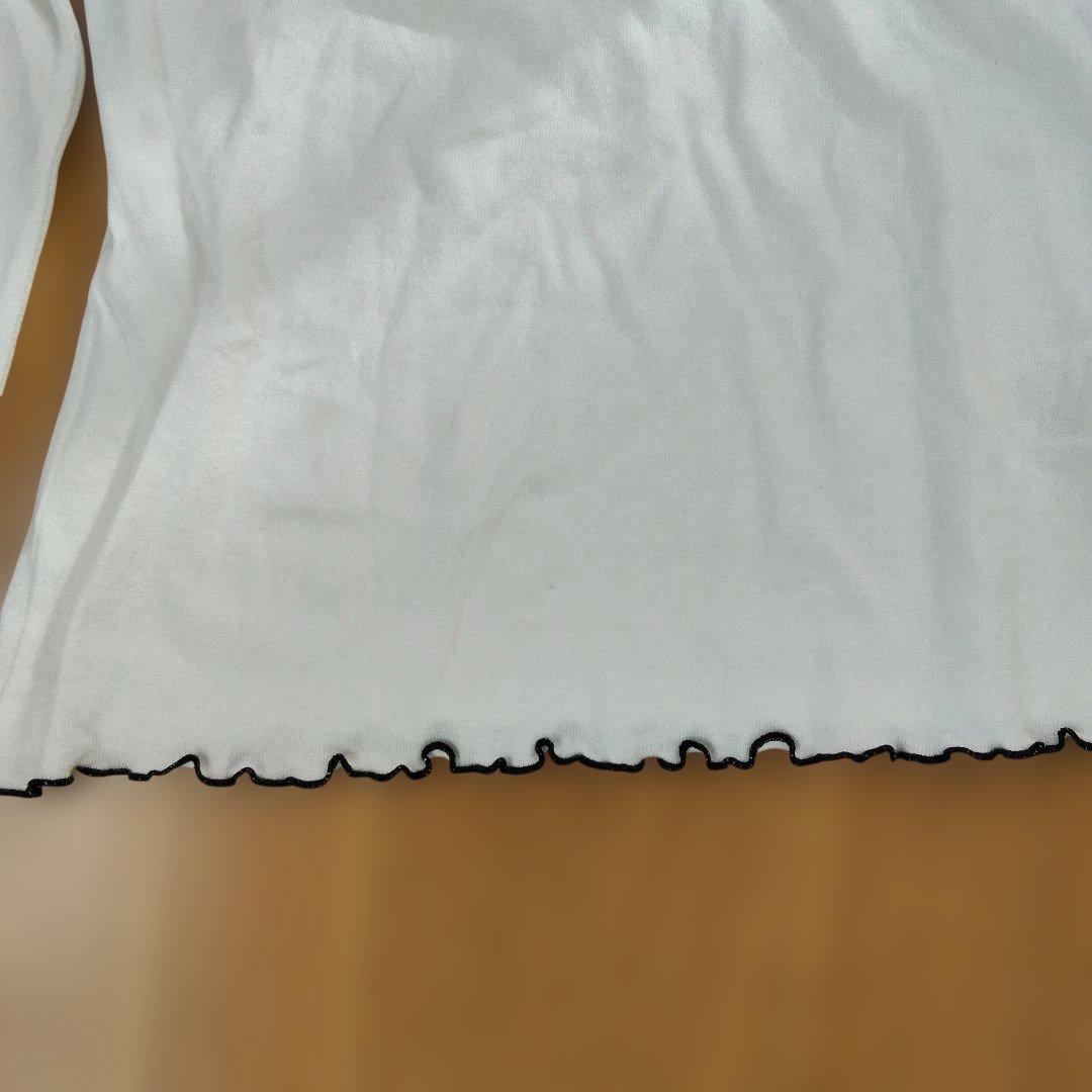 新品T-MAC ホワイト フリル付きハイネックシャツ M