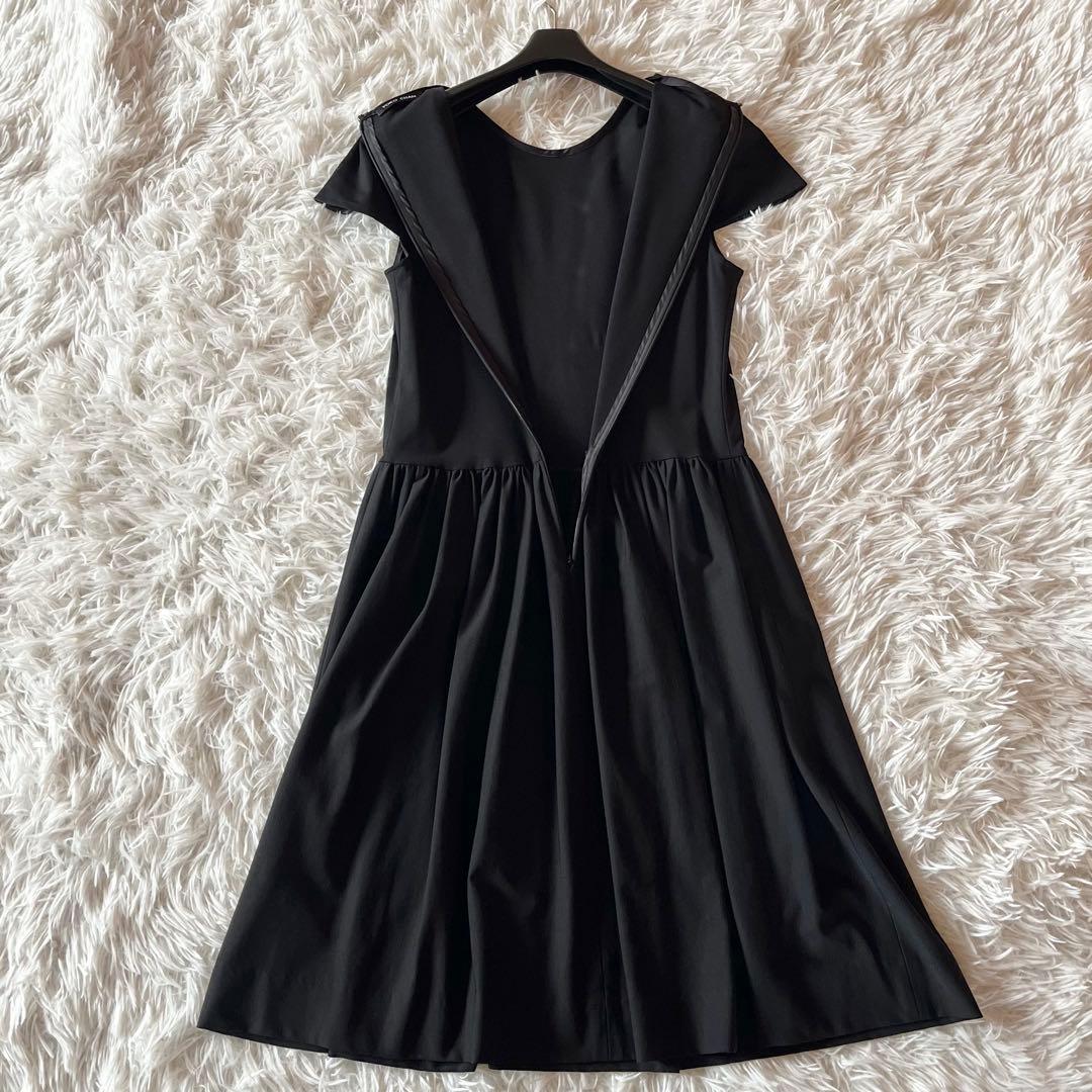 極美品✨ ヨーコチャン Aライン ギャザーフレアワンピース ブラック サイズ40