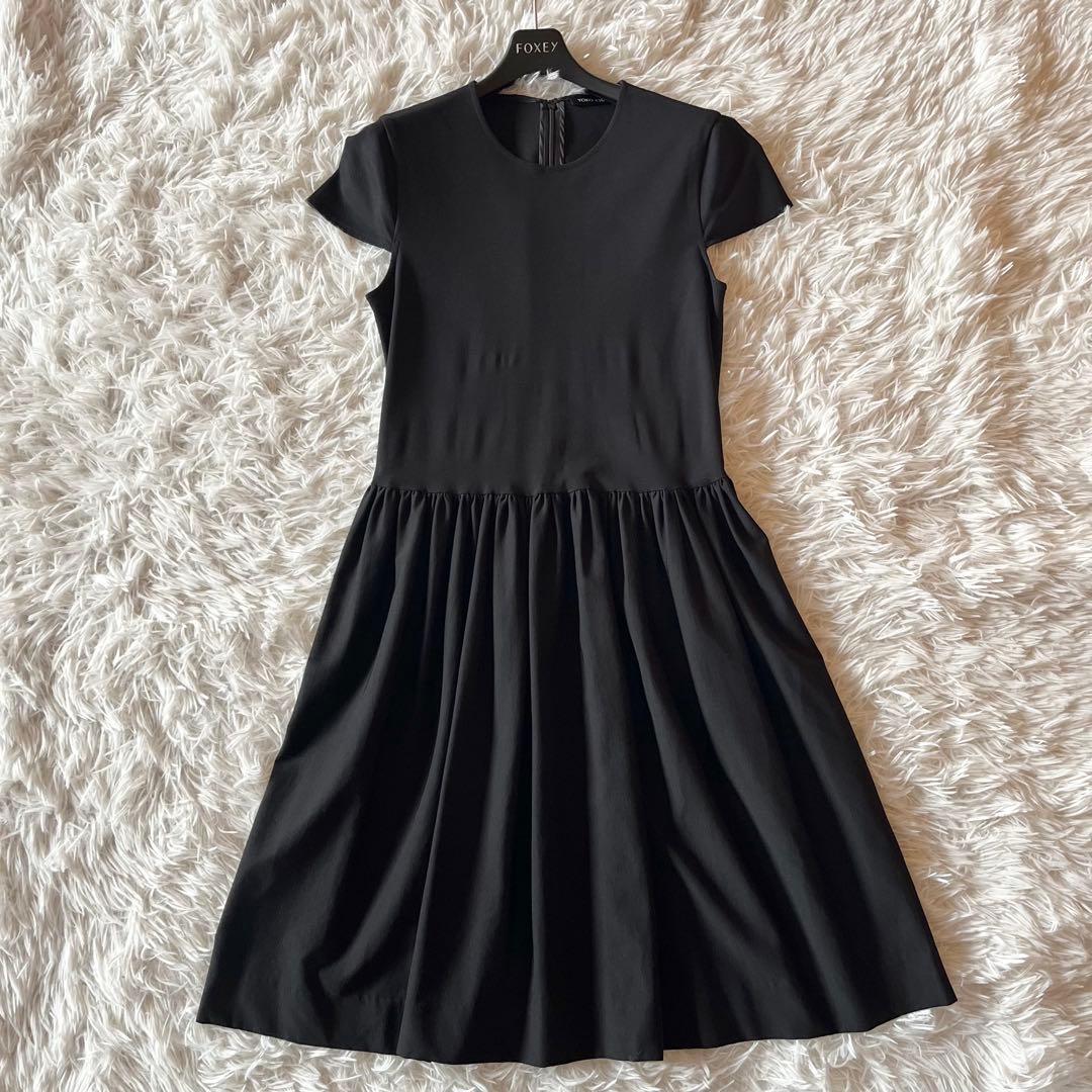 極美品✨ ヨーコチャン Aライン ギャザーフレアワンピース ブラック サイズ40