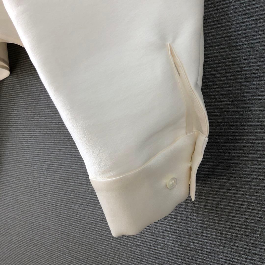 Drawing Numbers シルキーダブルクロスクロップドシャツ ホワイト