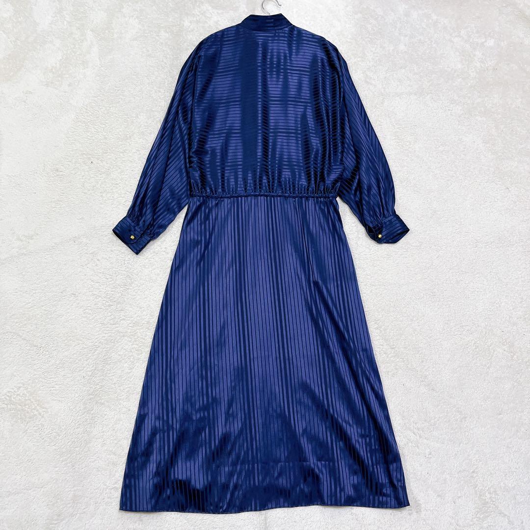 美品◆トリーバーチ　ストライプサテンドローストリングドレス