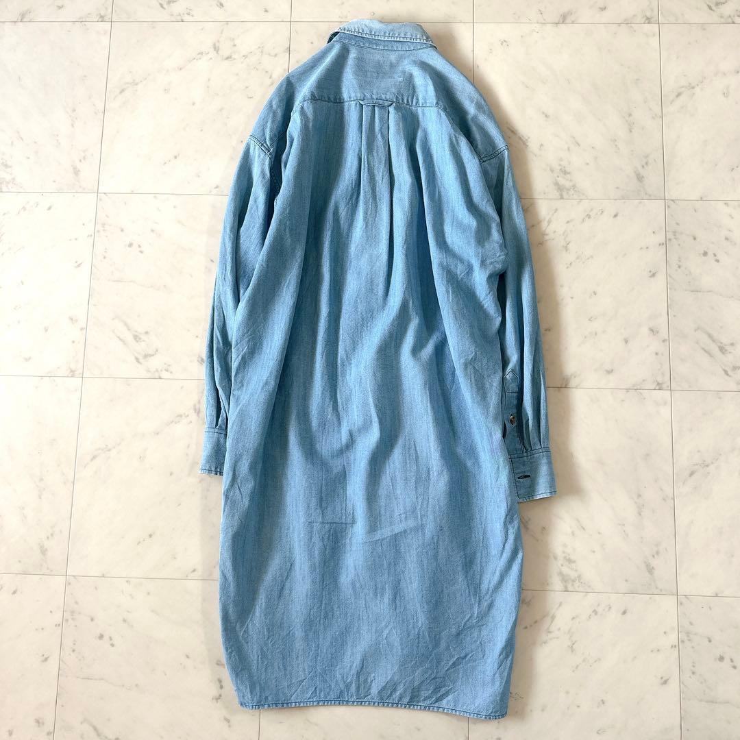 美品♪ウィムガゼット デニム ロングシャツワンピース 日本製 コットン 長袖