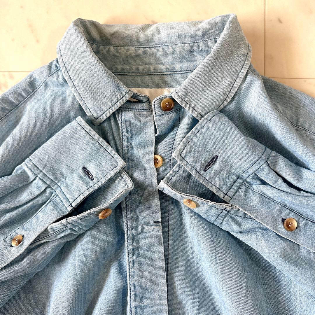美品♪ウィムガゼット デニム ロングシャツワンピース 日本製 コットン 長袖
