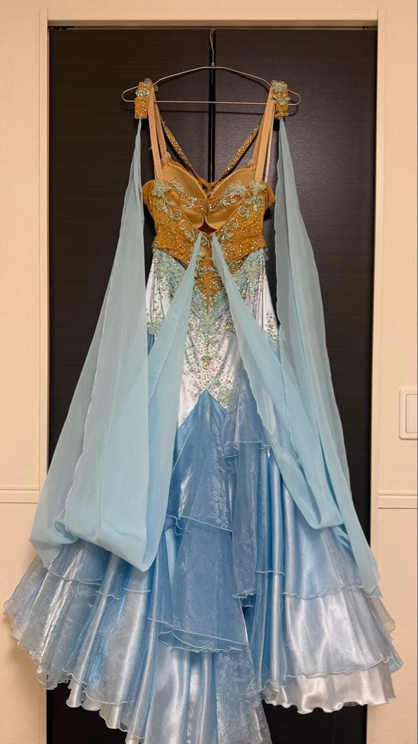 社交ダンスドレス 青と金のグラデーション スタンダード