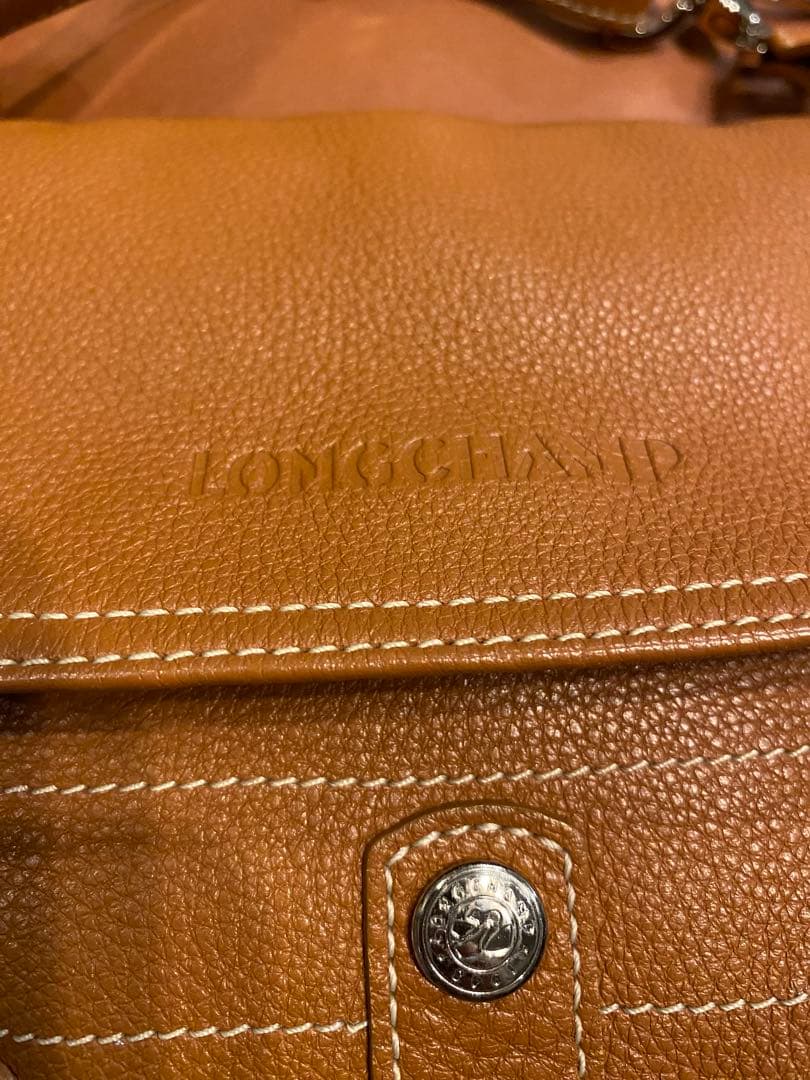 ロンシャン　レザーショルダーバック　キャメル