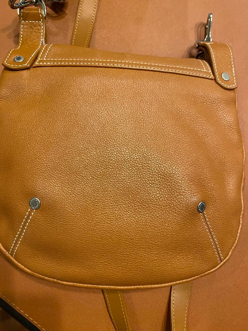 ロンシャン　レザーショルダーバック　キャメル