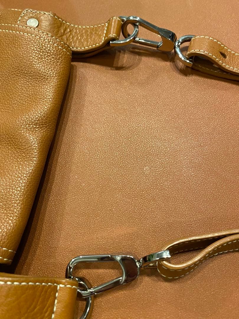 ロンシャン　レザーショルダーバック　キャメル