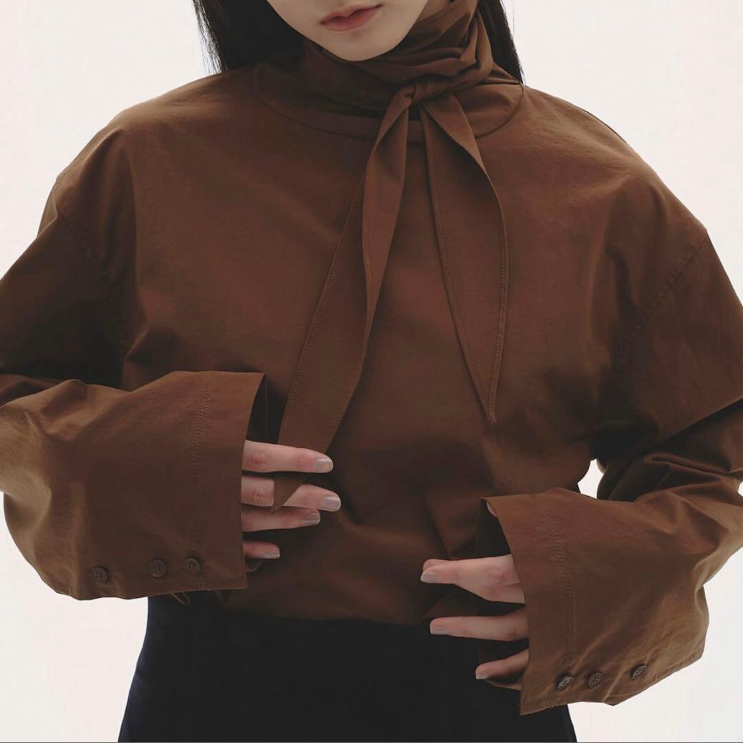 新品未使用品 2025 TODAYFUL ラウンドヘムタイブラウス ブラウン