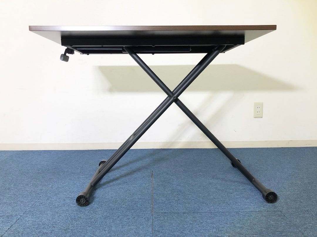 ヴィンテージ風ガス圧昇降式テーブルT8-GST90BR 美品リフティングテーブル