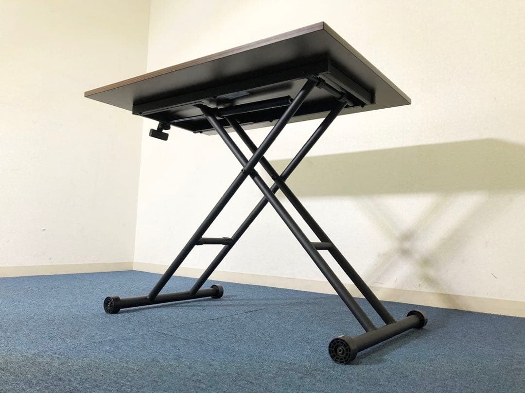 ヴィンテージ風ガス圧昇降式テーブルT8-GST90BR 美品リフティングテーブル