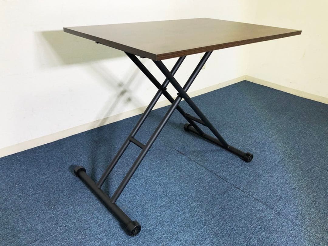 ヴィンテージ風ガス圧昇降式テーブルT8-GST90BR 美品リフティングテーブル