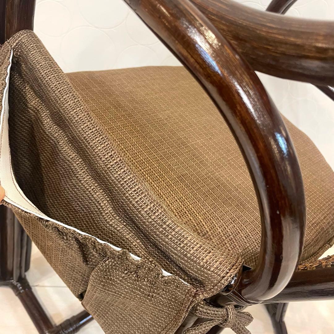 【極美品】山善 ラタンチェア 籐座椅子 肘付き 立ち上がり補助椅子 椅子