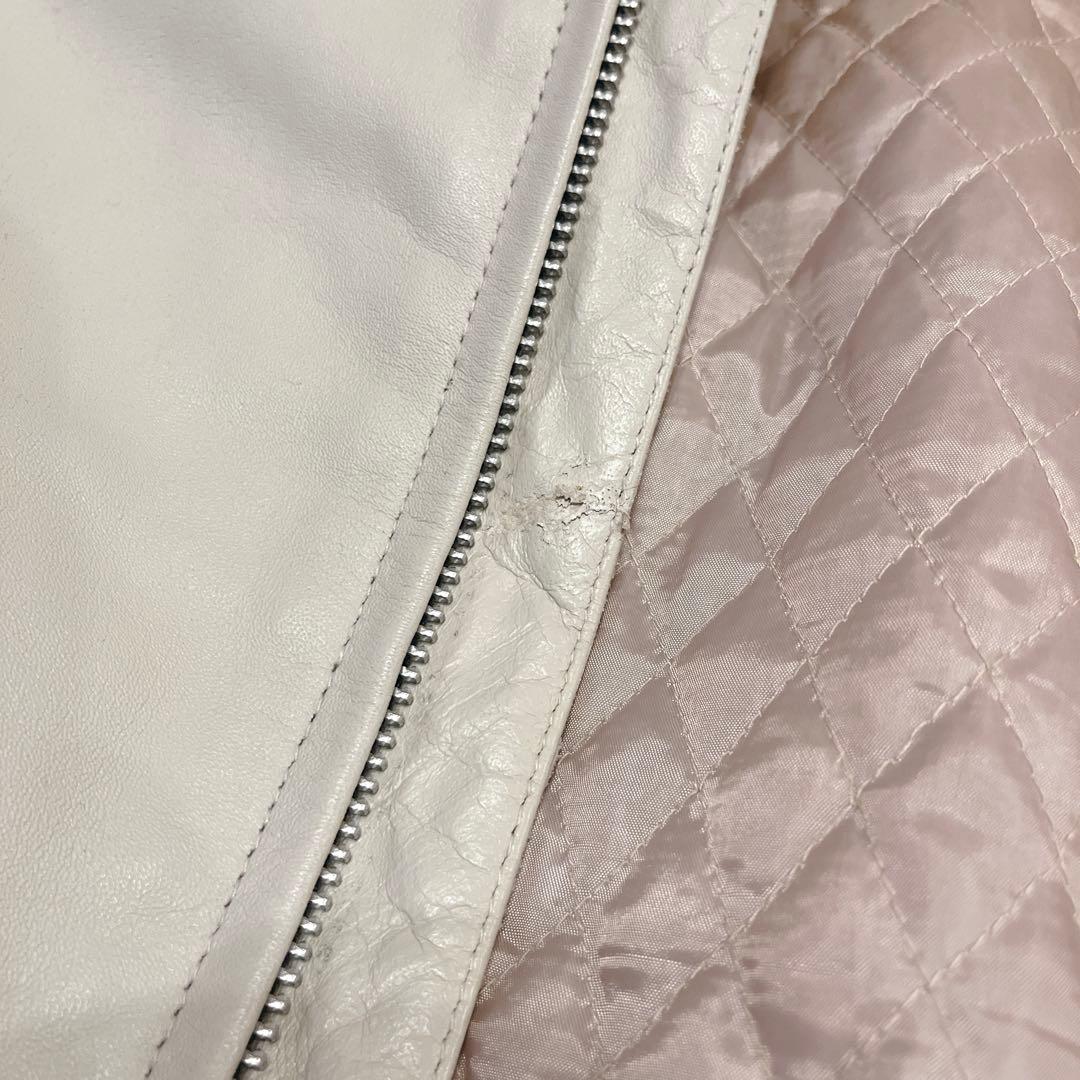 希少 HORN WORKS アイボリー シングルライダース 牛革 3L